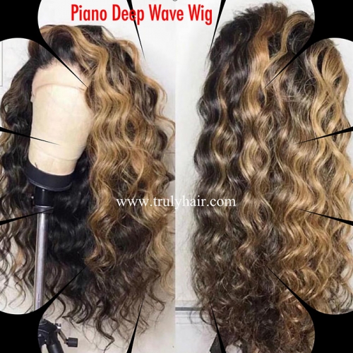 Piano deep wave color lace wig