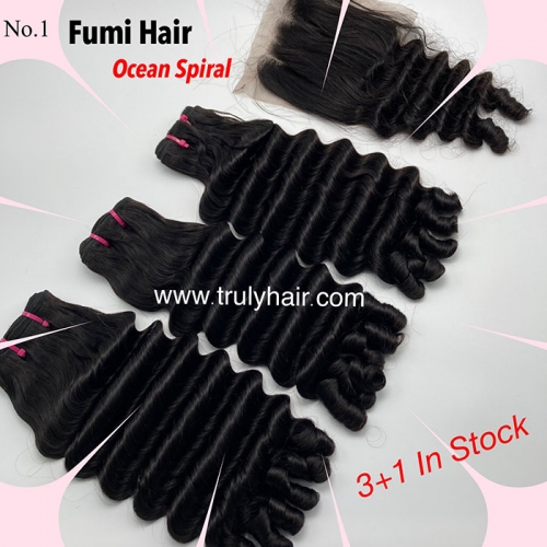 Free closure ! Funmi hair ocean spiral 3 pcs with 1 pc free closure