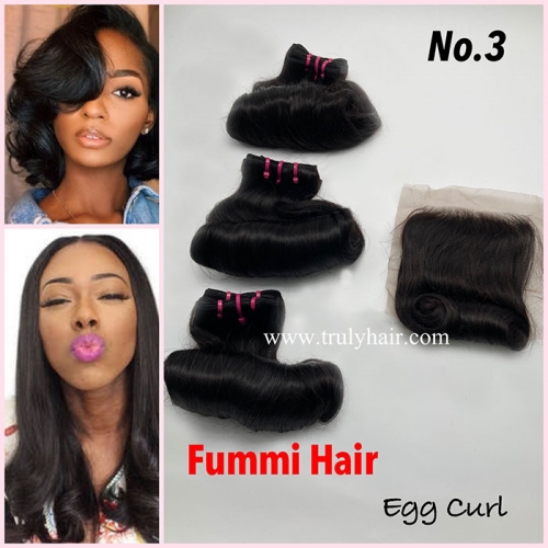 Free closure ! Funmi hair egg curl 3 pcs with 1 pc free closure
