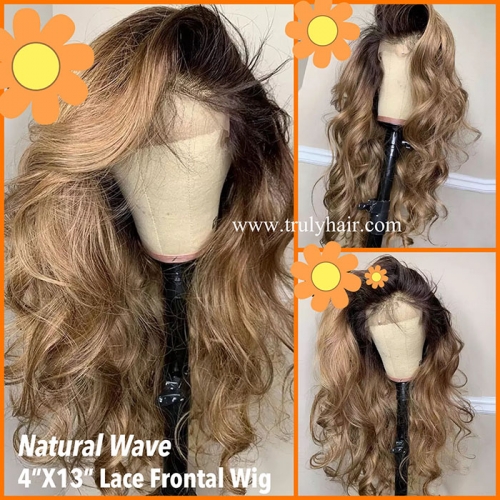 Natural wave 4X13 lace frontal wig
