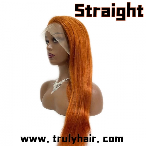 Orange color lace wig natural straight