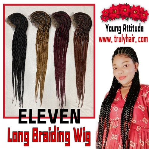Eleven line long braiding wig