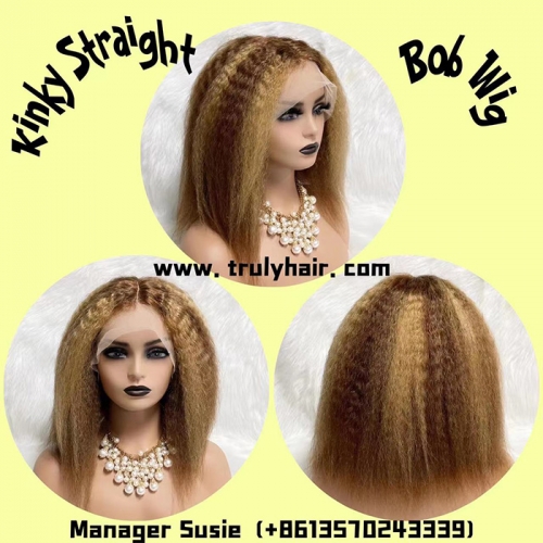 Kinky straight Piano color bob wig