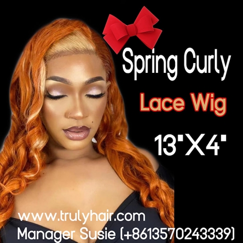 High quality customized wig 26inches spring curly 13X4 lace front wig