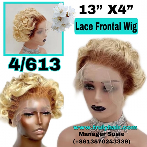 Color 4/613 13X4 lace front wig