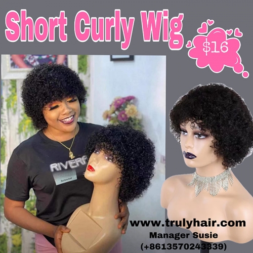 short curly wig human hair wig