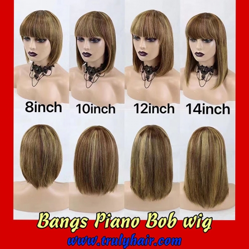 Bang piano color bob wig