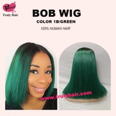 High Quality 1B/Green Color Bob Wig 13X4 Lace Front Wig