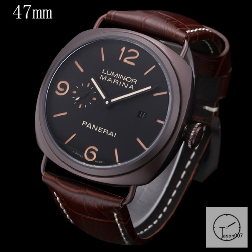 Panerai Radiomir Venti Automatic Mechincal Black Dial PVD Black Case Glass Back 47MM PAM00423 Automatic Mechical Brown Leather Strap Mens Watches ADFC38305450