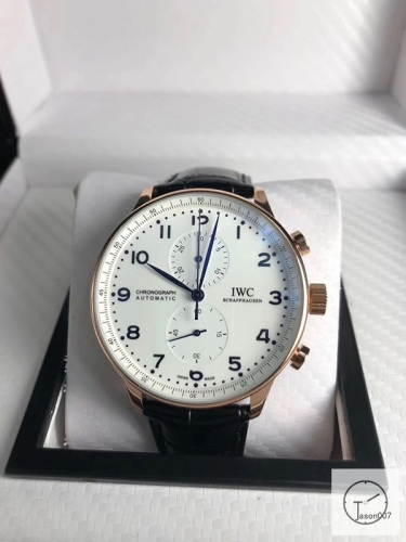 IWC Portugieser Chronograph IW371617 leather Starp 41mm White dial Quart Battery Movement IC22100410