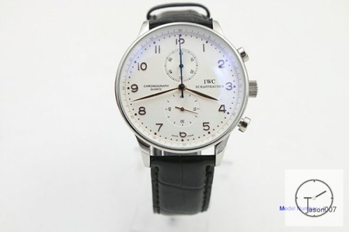 IWC Portugieser Chronograph IW371617 leather Starp 41mm White dial Quart Battery Movement IWC22104410