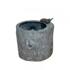Resin stump bird-drinking outdoor fountain
