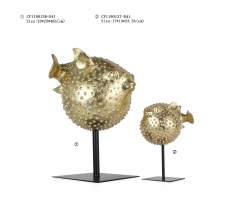 Resin gold Puffer fish decor