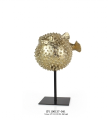 Resin gold Puffer fish decor