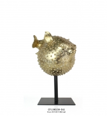 Resin gold Puffer fish decor