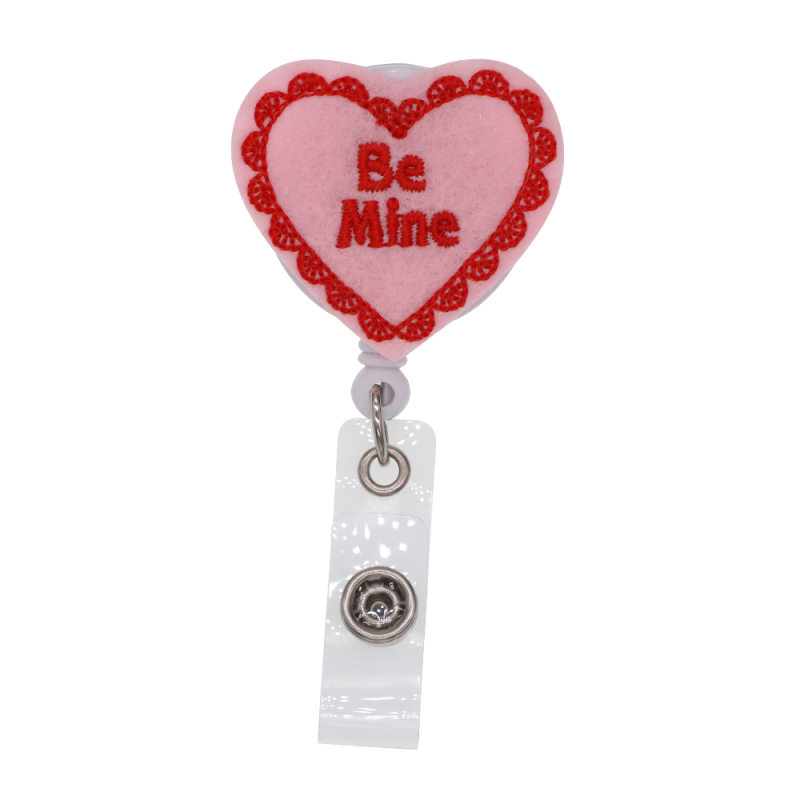 Valentine's Day Be Mine Love Felt Badge Reel