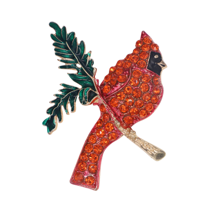 Red Bird Christmas Bird Holiday Bird Brooches