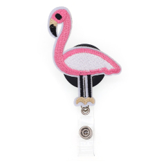 Pink Ostrich Felt Badge Reel