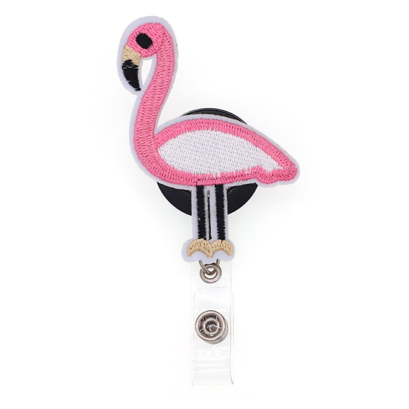 Pink Ostrich Felt Badge Reel