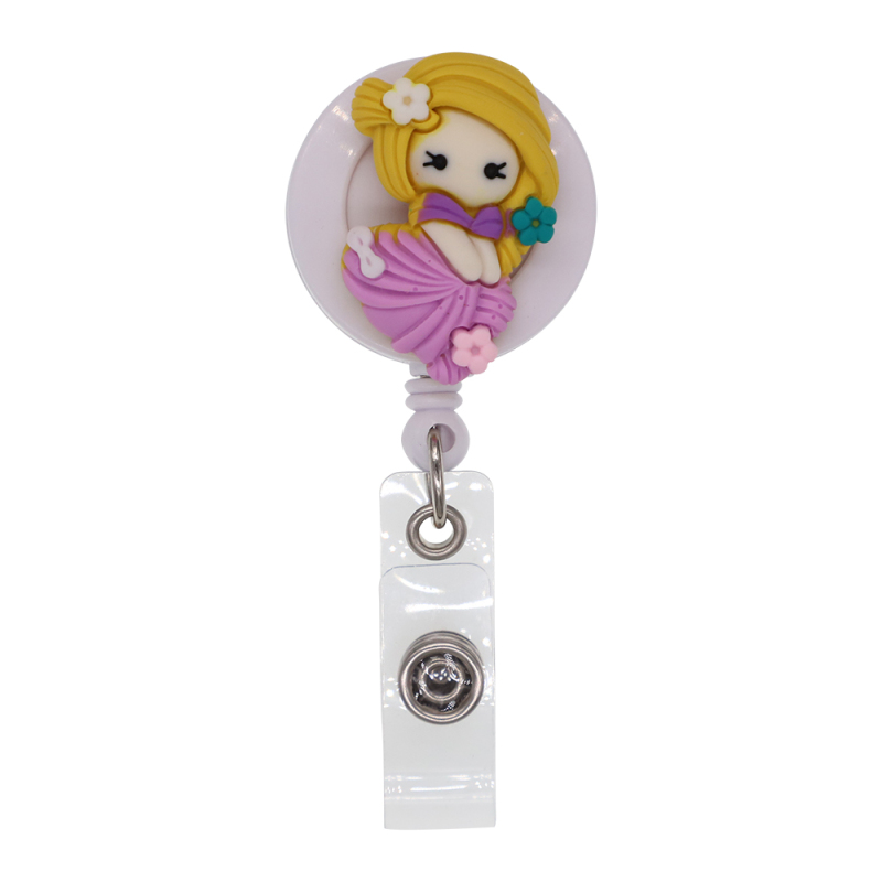 Cartoon Girl Resin Badge Reel