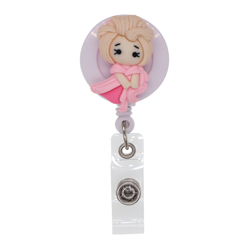 Cartoon Girl Resin Badge Reel