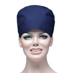 Solid color surgical cap dark blue tie beautician food textile factory dust cap dark blue anesthetist