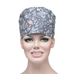 Medical nursr hat colorful animal print happy with face hat