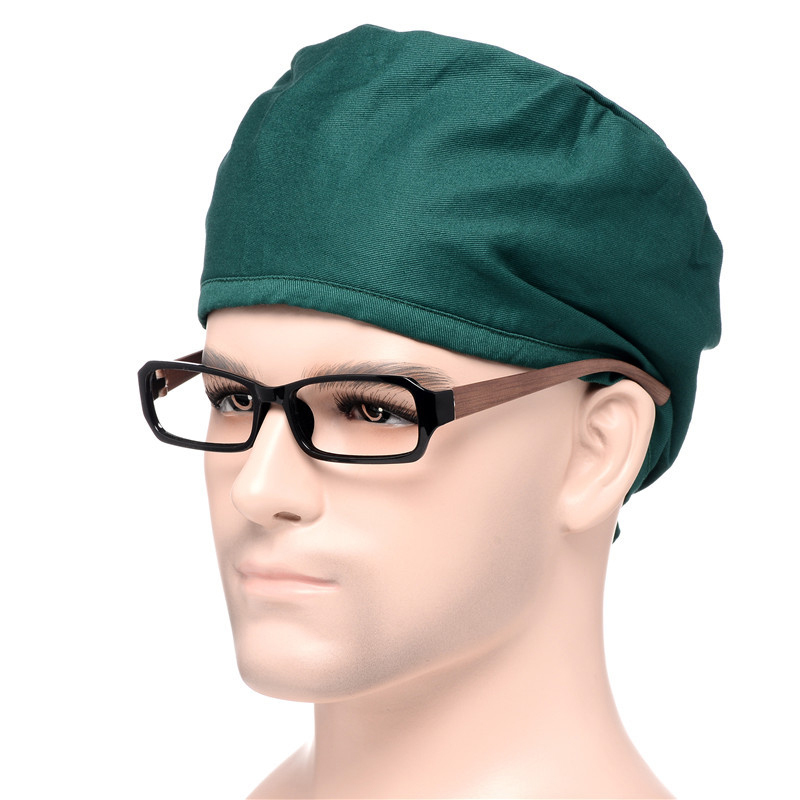 Surgical cap male and female doctor nurse sky blue cotton solid color dome lace-up operating room hat custom processing