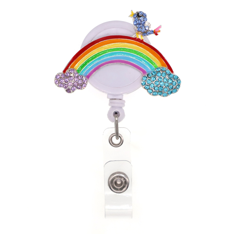 Rainbow Bird Children Go To School Badge Reel Badge Holder