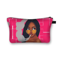 Black Girl Print Waterproof Cosmetic Bag Girl Clutch Fashion Travel Storage Bag