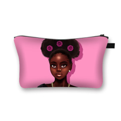 Black Girl Print Waterproof Cosmetic Bag Girl Clutch Fashion Travel Storage Bag