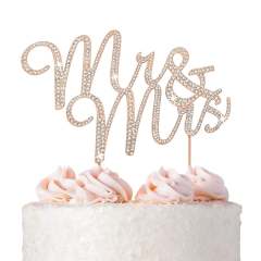 Mr and Mrs Wedding Cake Topper - Premium Rose Gold Metal - Sparkly Wedding or Anniversary Cake Topper - Now Protected in a Box