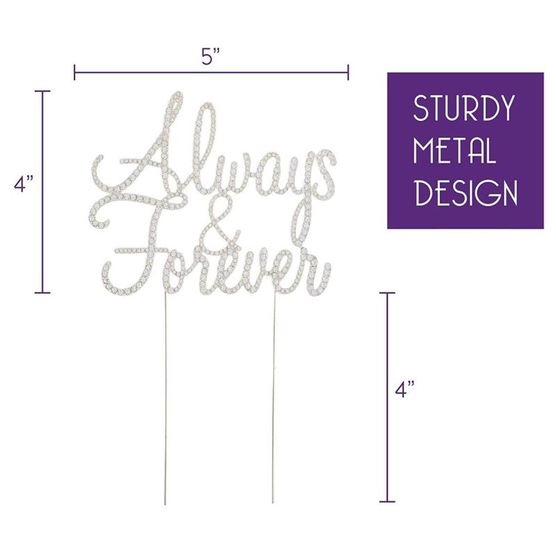 Always and Forever Wedding Cake Topper, Silver Decoration, Engagement Party, Bridal Shower, Romantic Toppers Supplies Party Decorations