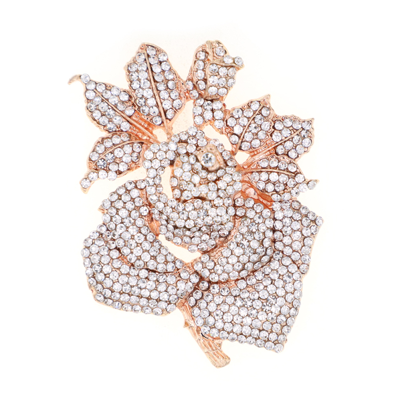 Rose Gold Rose Flower Brooch