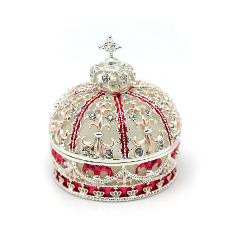 Enamel Craft Alloy Crown Jewelry Box European and American Wedding Ring Storage Box Decoration Wedding Jewelry Decoration