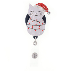 Christmas Cat Badge Reel