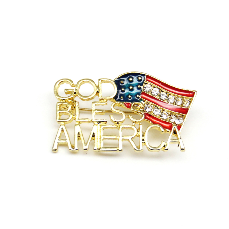 New Product Listing Style Usa Flag Material Alloy Name Plate Brooches Brooch