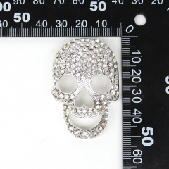 Fashion Crystal Jewelry Silver Rhinestone Large Skull Head Halloween Brooch Pin