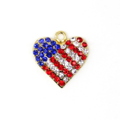 Alloy American Independence Day USA Flag Heart Shape Pendant Charm