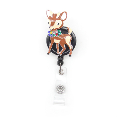 Cute Cartoon Rhinestone Christmas Deer Badge Reel for Nurse Gift Decoration