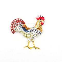 Multi color Enamel Morning Fighting Rooster Cock Brooch Gold Tone Animal Brooch