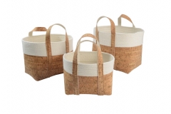 Cotton rope & cork baskets