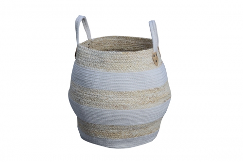 Foldable maizeleaf and cotton rope baskets