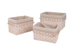 Set of 3 wood slice baskets