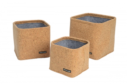 Set of 3 cork storage baskets