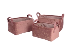 Set of 3 velvet baskets with printing