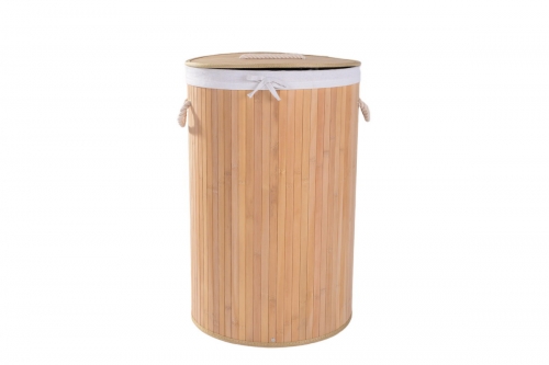 Foldable bamboo laundry basket