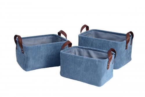 Set of 3 corduroy storage baskets