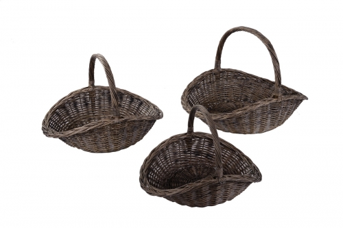 Set of 3 wicker log baskets