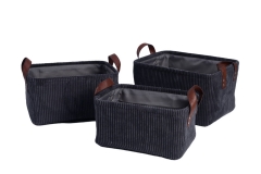 Set of 3 corduroy storage baskets